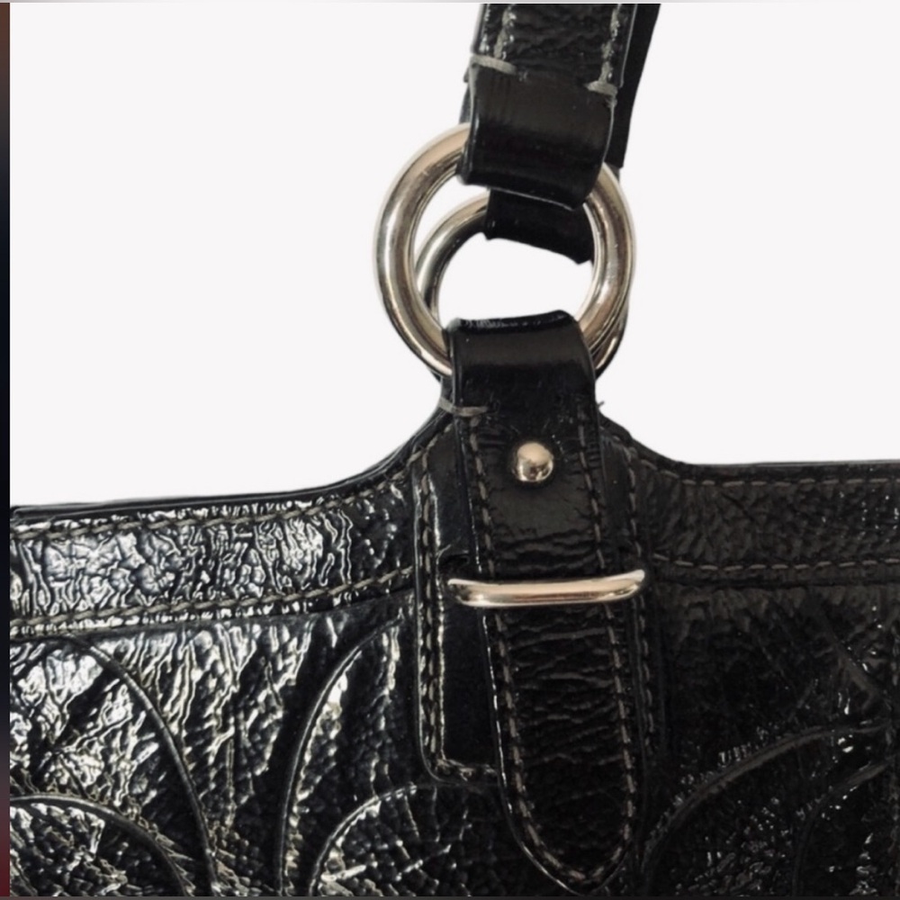Coach Gallery Black Signature Embossed Patent Leather North/South  Tote F19818 - Picture 7 of 16